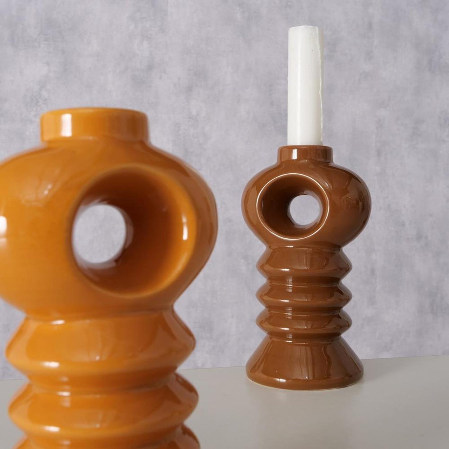 Boltze candeliere domestico in terracotta h14cm arancione marrone
