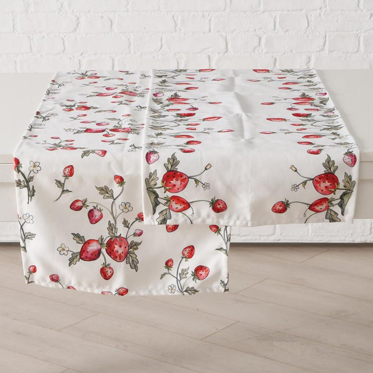 Boltze home table runner strawberry polyester 40x142cm
