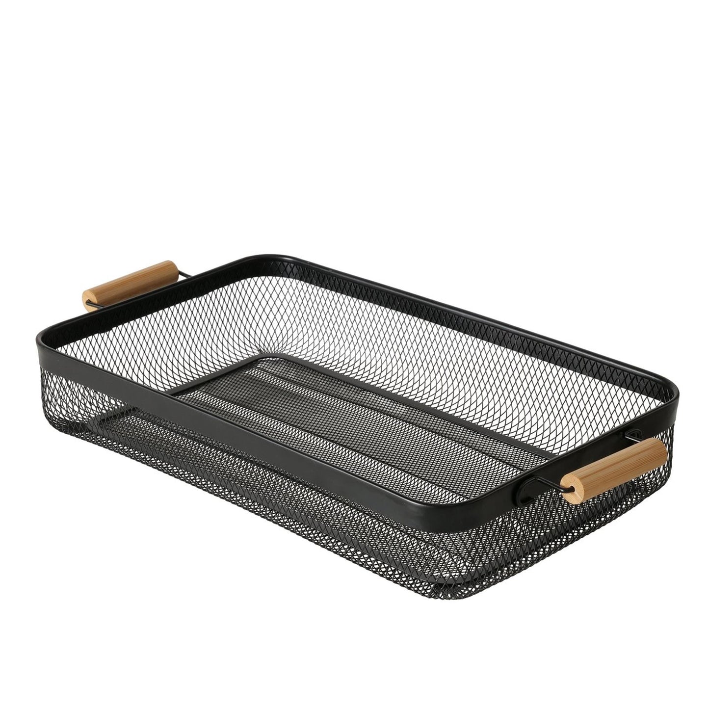 Boltze home dienblad metaal hout zwart 51x27x8cm