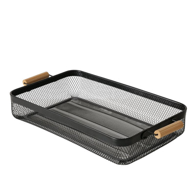 Vassoio per la casa Boltze in metallo legno nero 51x27x8 cm