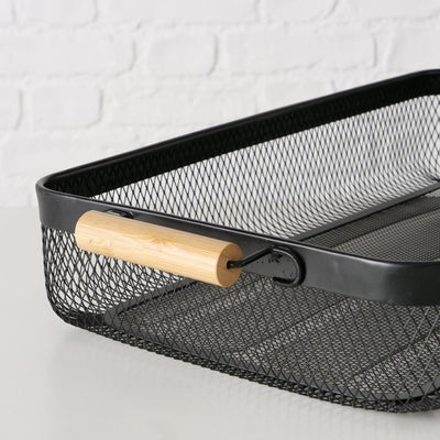 Vassoio per la casa Boltze in metallo legno nero 51x27x8 cm