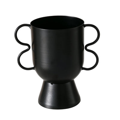 Vaso da fiori Boltze Home h16 in metallo nero opaco
