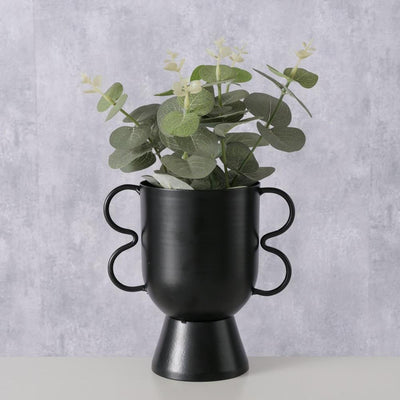Vaso da fiori Boltze Home h16 in metallo nero opaco