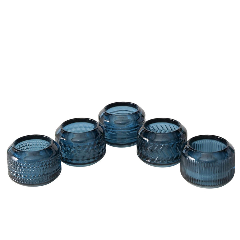 Boltze portacandele per la casa blu h6cm 3 assortiti