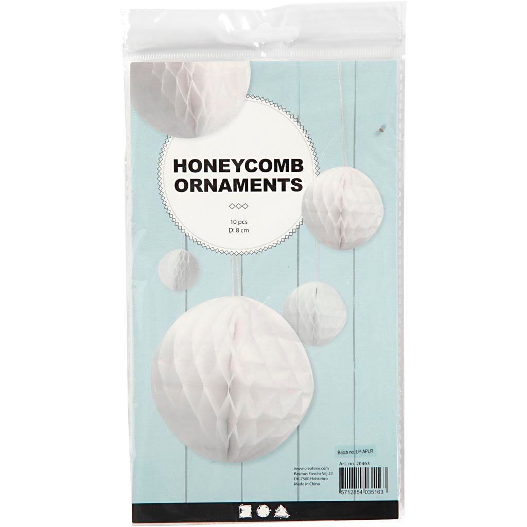 Creativ company paper pompom, d 8 cm, white, 10 pieces, 1 box