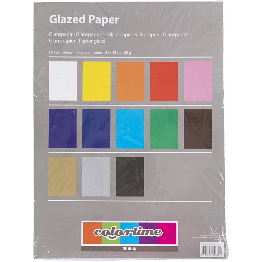 Creativ company glossy paper, sheet 24x32 cm, 80 gr, various colors, 50 sheets 1 box