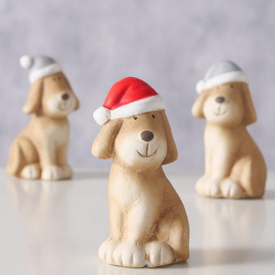 Boltze home statua cane natalizio in ceramica h7.4cm