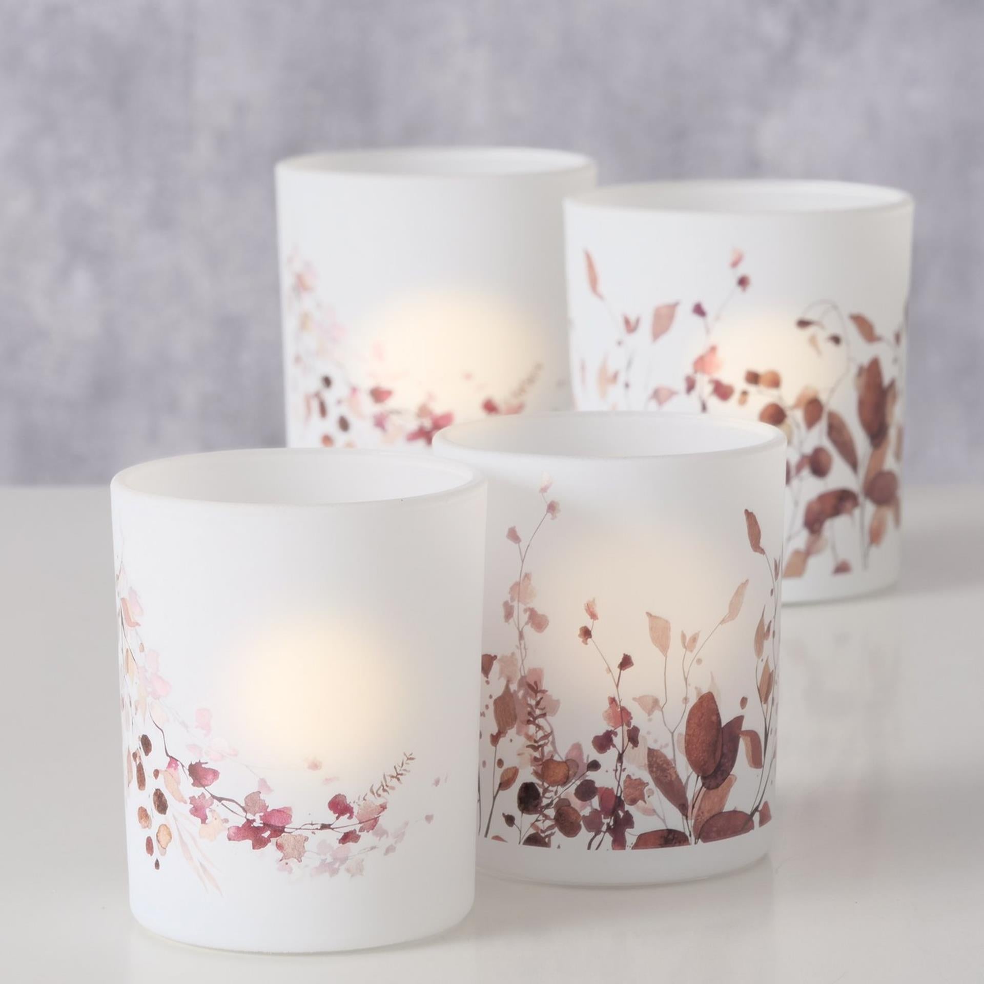 Boltze Home Portacandele in vetro con vassoio set a 2