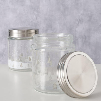 Boltze home tarro de cristal con árboles de Navidad 625 ml