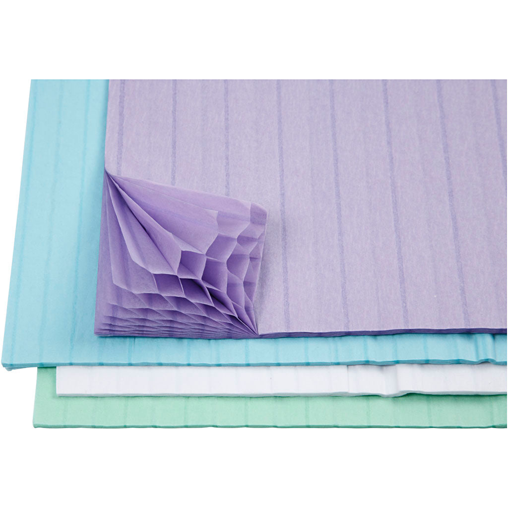 Carta alveolare Creativ company, foglio 28x17,8 cm, azzurro, verde, viola, bianco, 4x2 fogli 1 scatola