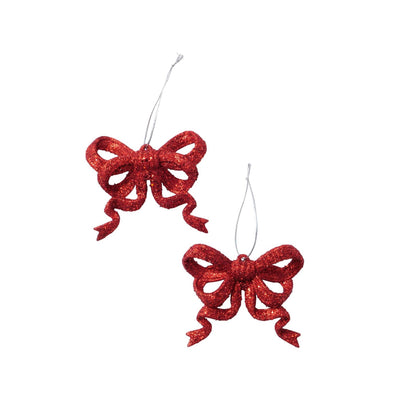 Boltze home colgante navideño lazo rojo juego de 2