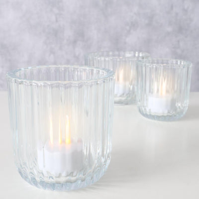 Boltze home portavelas cristal transparente set a 3