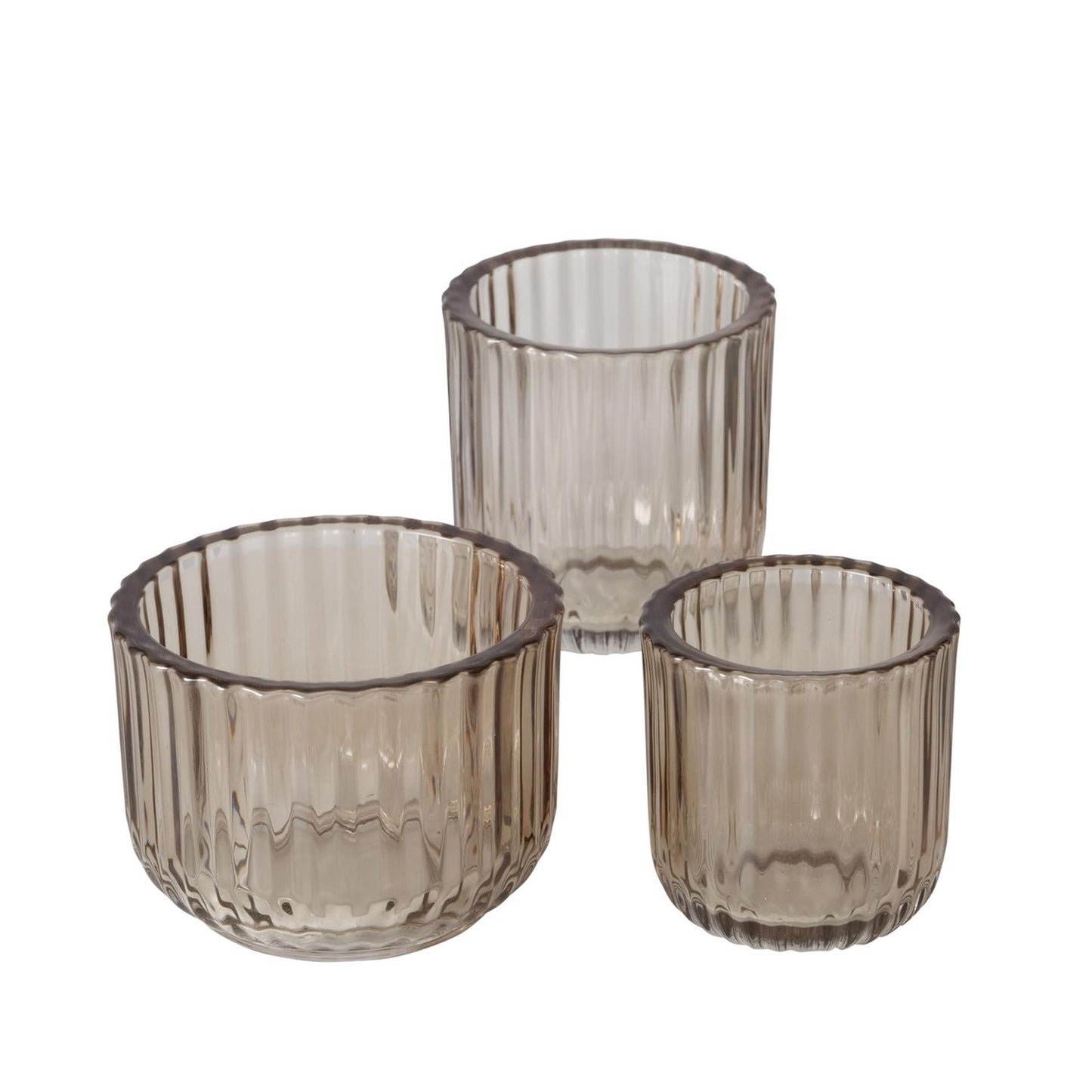 Boltze home portavelas cristal beige 3 uds.