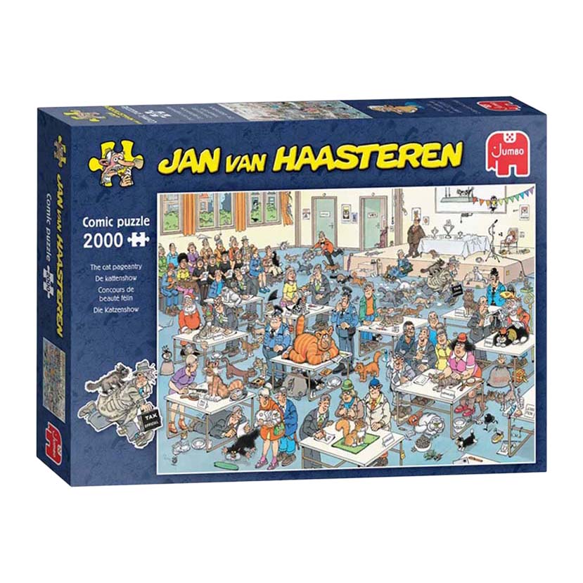 Rompecabezas Jumbo de Jan van Haasteren - la exposición de gatos, 2000 piezas.