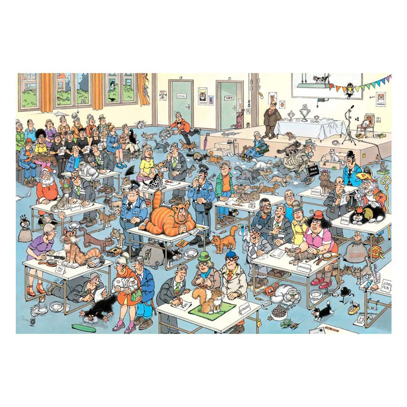 Rompecabezas Jumbo de Jan van Haasteren - la exposición de gatos, 2000 piezas.