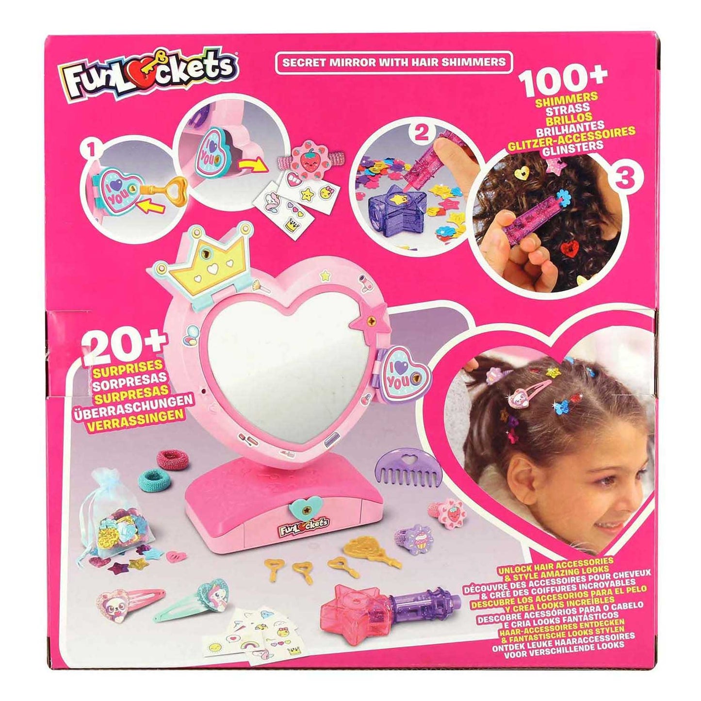 Jumbo funlockets specchio segreto con capelli luccica | 2 pezzi
