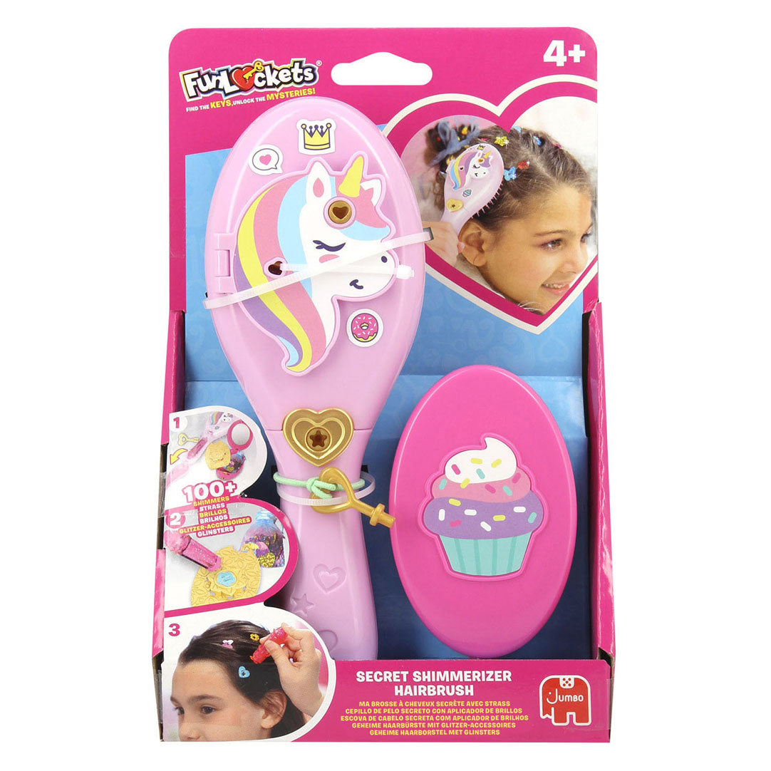 Spazzola per capelli segreta Funlockets con brillantini | 8 pezzi