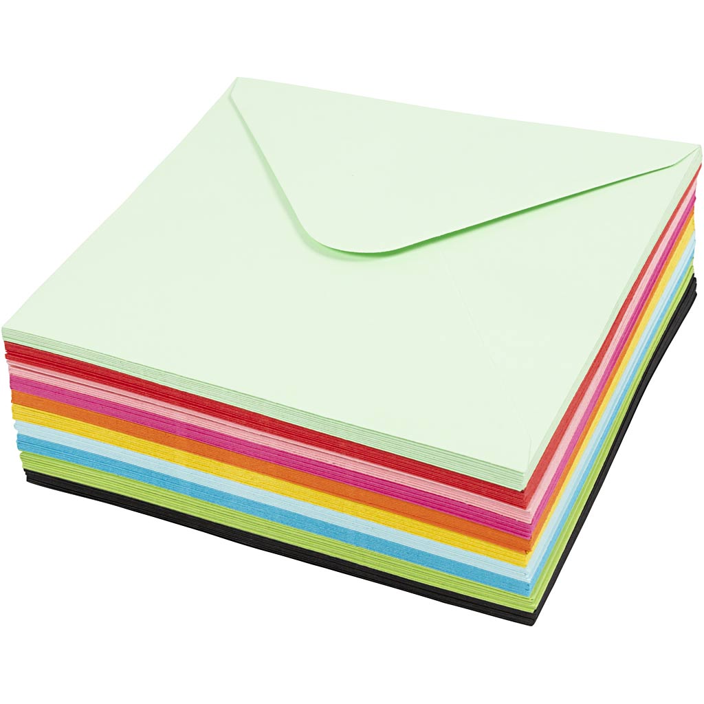 Buste colorate Creativ company, formato busta 16x16 cm, 80 gr, vari colori, 10x10 pezzi 1 scatola