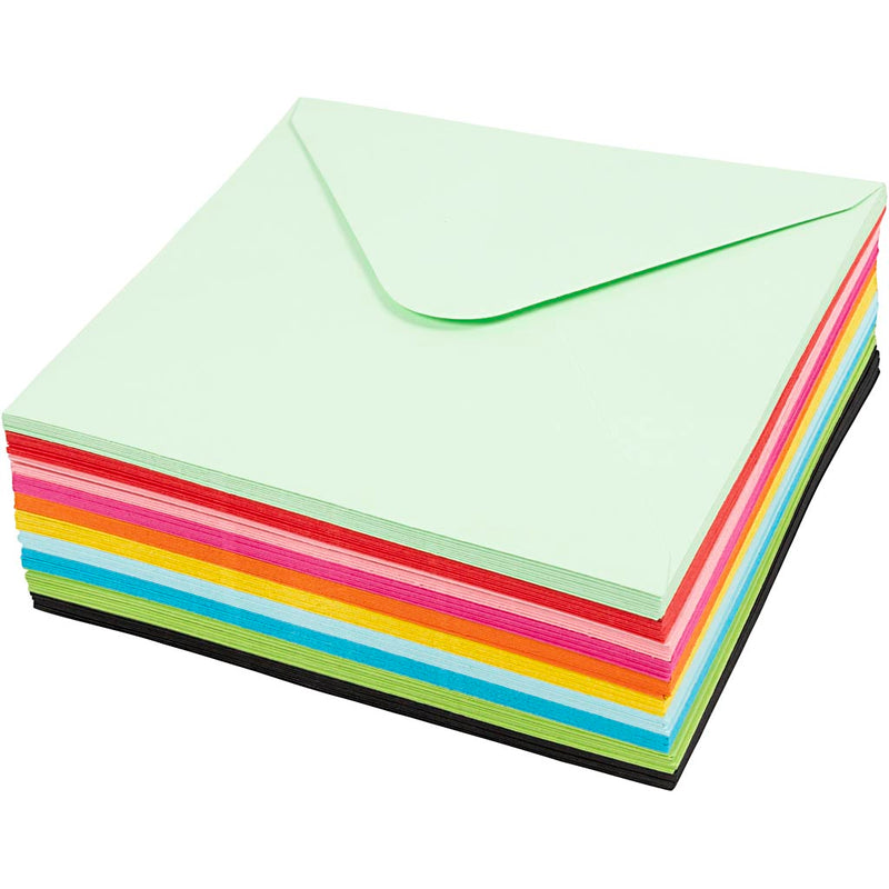 Buste colorate Creativ company, formato busta 16x16 cm, 80 gr, vari colori, 10x10 pezzi 1 scatola