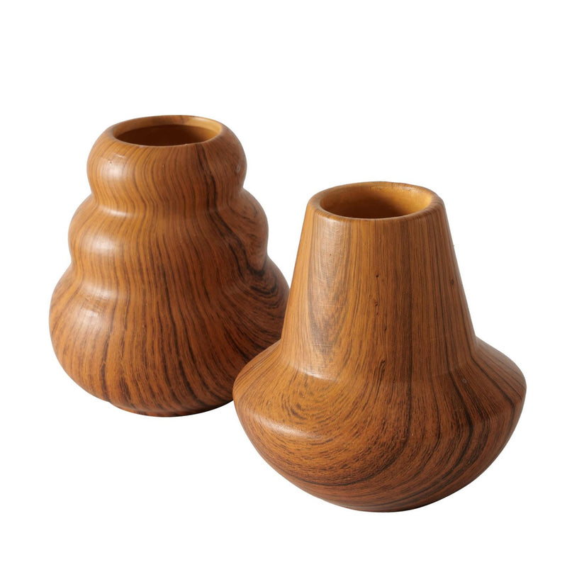 Boltze home jarrón de cerámica aspecto madera h10,5 cm