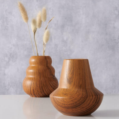 Boltze home vaso in ceramica aspetto legno h10,5 cm