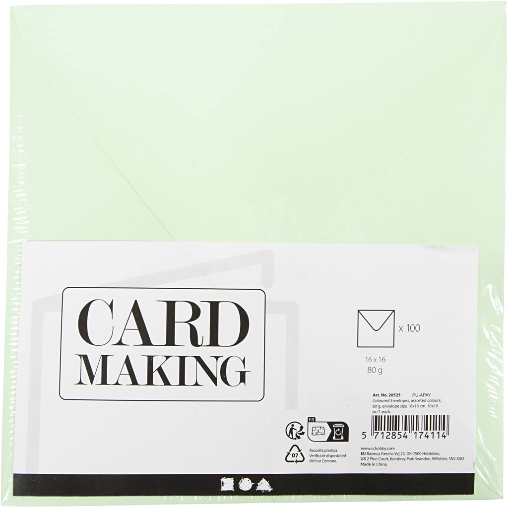 Buste colorate Creativ company, formato busta 16x16 cm, 80 gr, vari colori, 10x10 pezzi 1 scatola