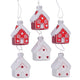 Boltze home kersthanger huisje nellas glas 5xh7,5cm rood wit