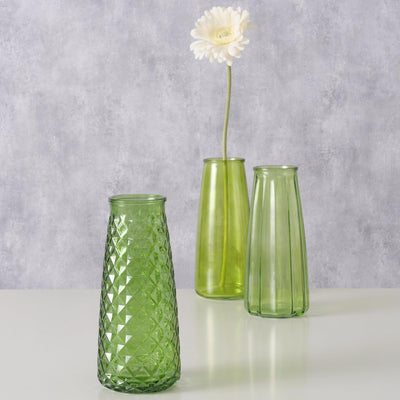 Boltze home vaso in vetro verde h22,5cm