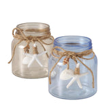 Boltze home windlicht calas met zee decoratie dia11x11,5cm glas blauw bruin - afbeelding 1