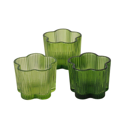 Boltze home portacandela in vetro verde ø7,8xh6cm