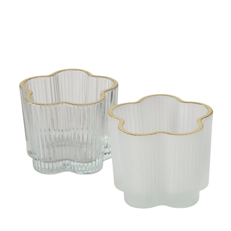 Boltze home portacandela fiore in vetro ø7,8x6cm