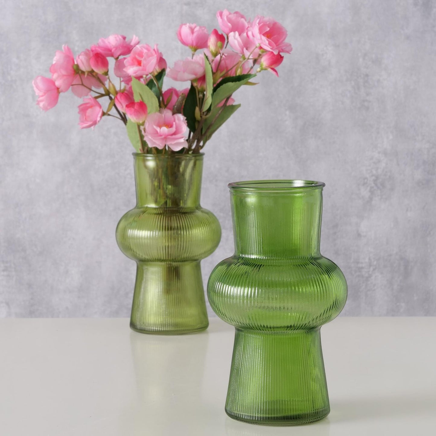 Boltze home vaso in vetro verde h20cm