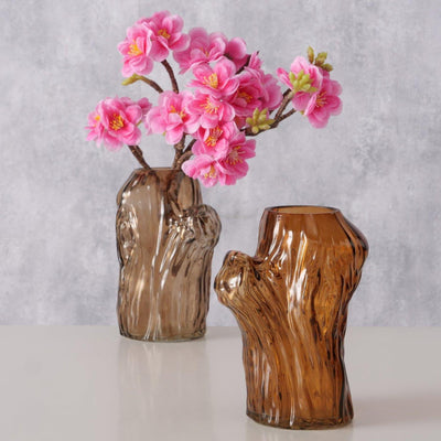 Boltze vaso per la casa in vetro marrone 11x9x14,7 cm