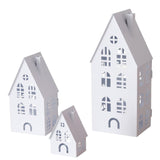 Boltze home lantaarnset dover huis 3-delig l9-13-16,5cm b7,5-10,5-13,5cm h13-24-37cm wit - afbeelding 1