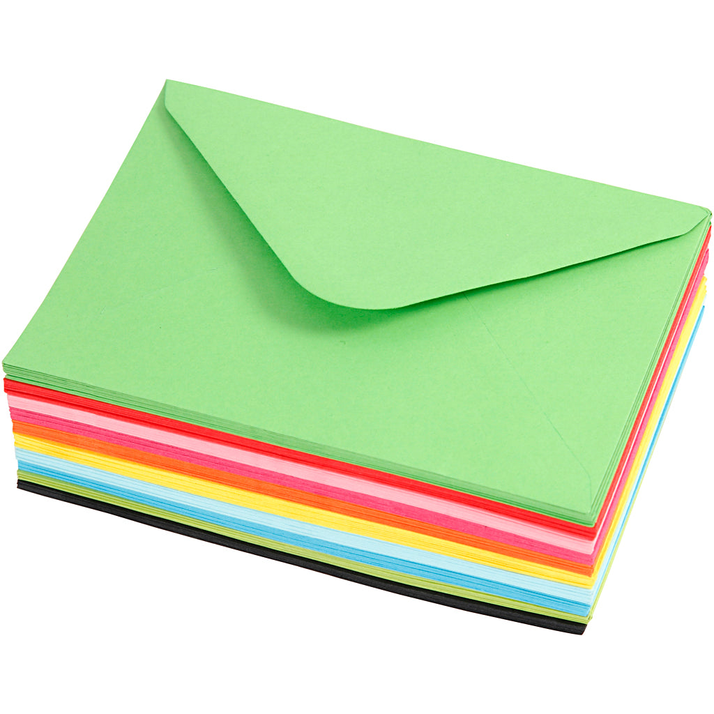 Buste colorate Creativ company, formato busta 11,5x16 cm, 80 gr, vari colori, 10x10 pezzi 1 scatola