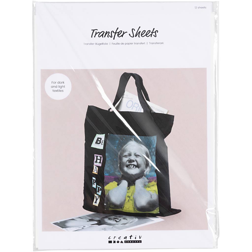 Creativ company transfer sheets, sheet 21.5x28 cm, for dark and light textiles, white, 12 sheets 1 box