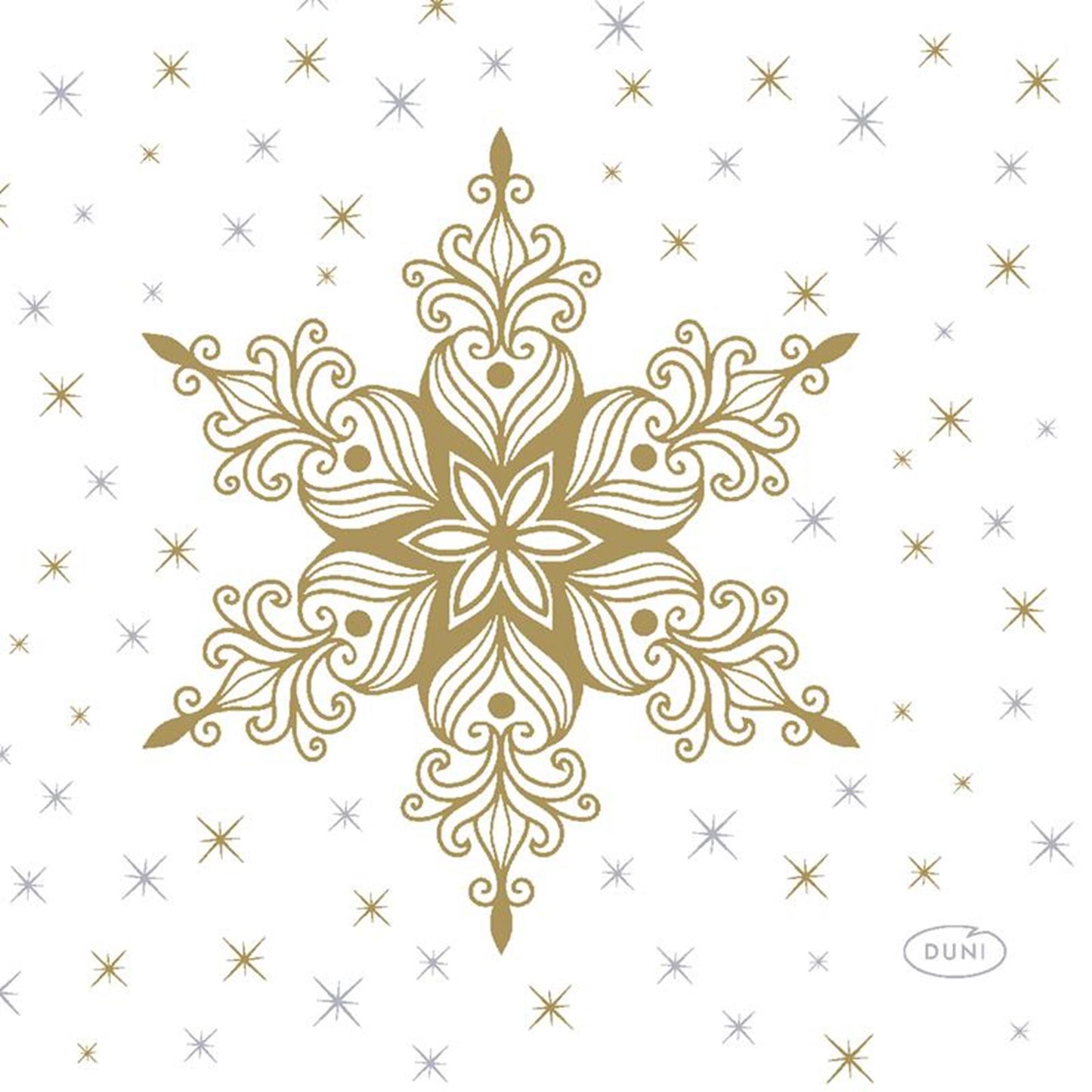 Duni servetten snowstars white 24x24cm