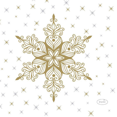 Tovaglioli Duni stelle di neve bianco 24 x 24 cm | 12 pezzi