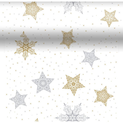 Duni 3-in-1 snowstars white 40x480cm