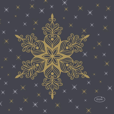 Tovaglioli Duni Snowstars neri 24 x 24 cm | 12 pezzi