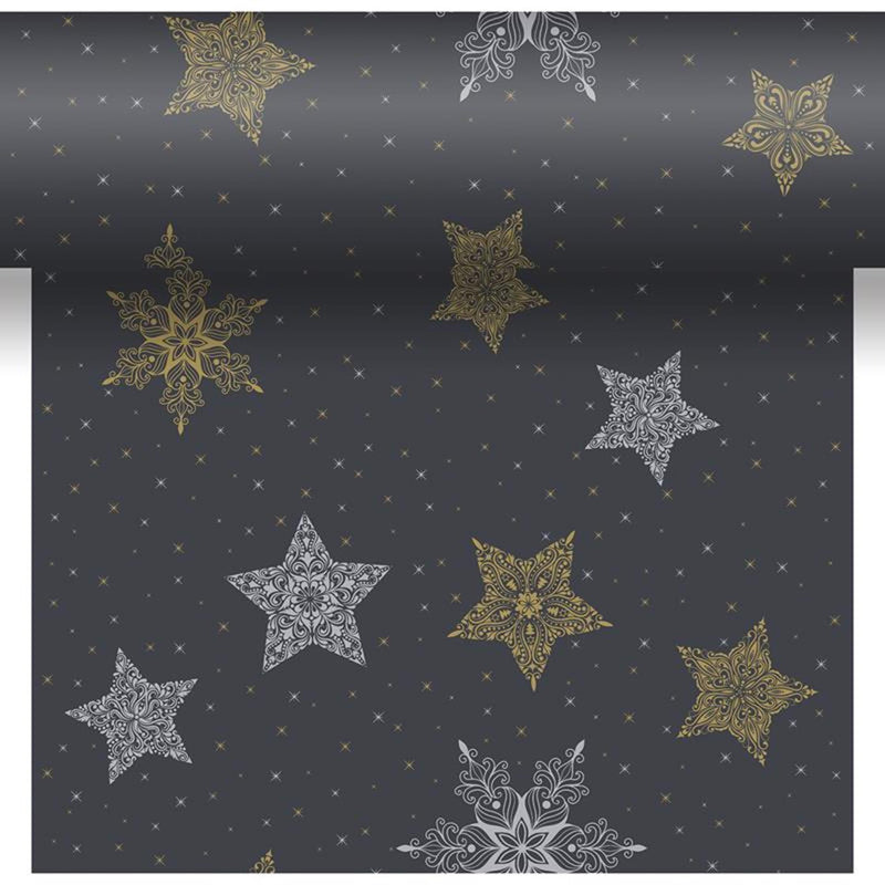 Duni Stelle di neve 3 in 1 nere 40x480 cm