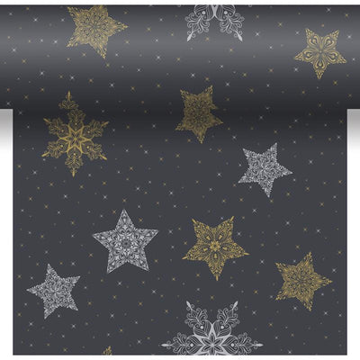 Duni Stelle di neve 3 in 1 nere 40x480 cm