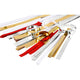 Creativ company tiras para trenzar, l: 44+78 cm, p 4,5+6,5+11,5 cm, ancho: 10+15+25 mm, el contenido puede variar, dorado, rojo, plateado, blanco, 5000 tiras 1 caja