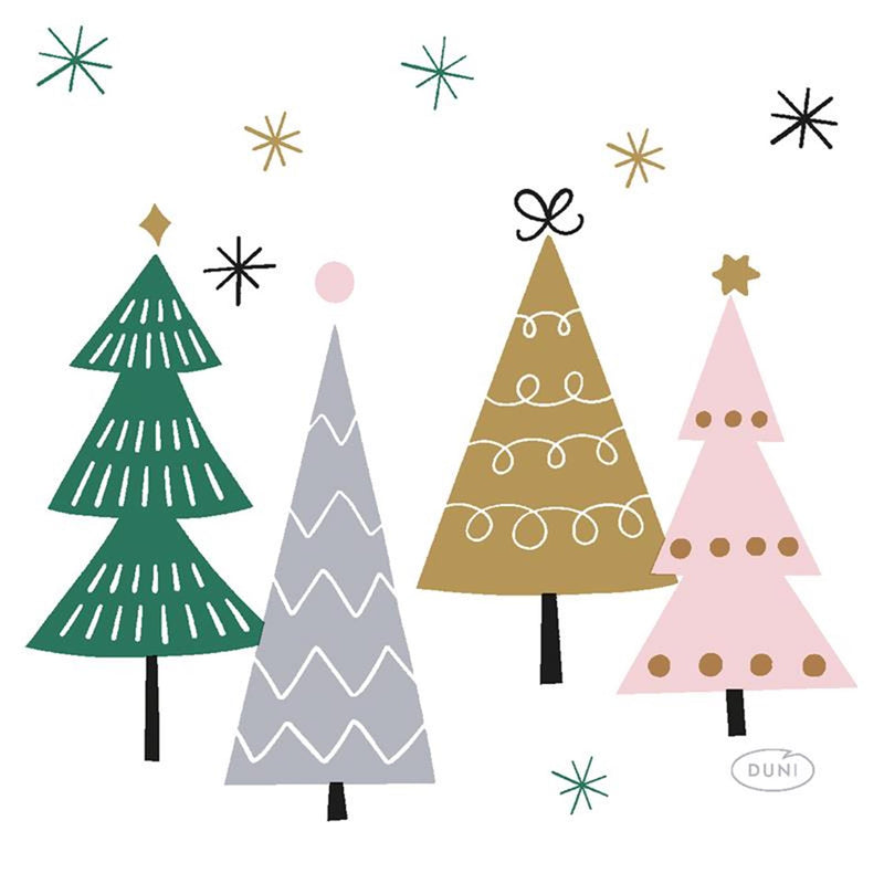 Tovaglioli Duni noel alberi 24x24 cm