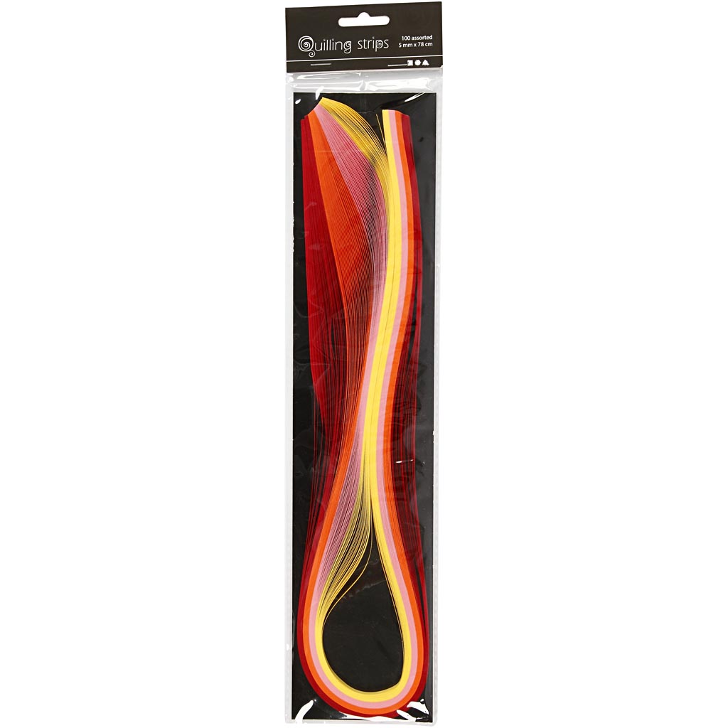 Strisce per quilling Creativ Company, L: 78 cm, L: 5 mm, 120 g, arancione, rosa, rosso, giallo, 100 pezzi 1 scatola