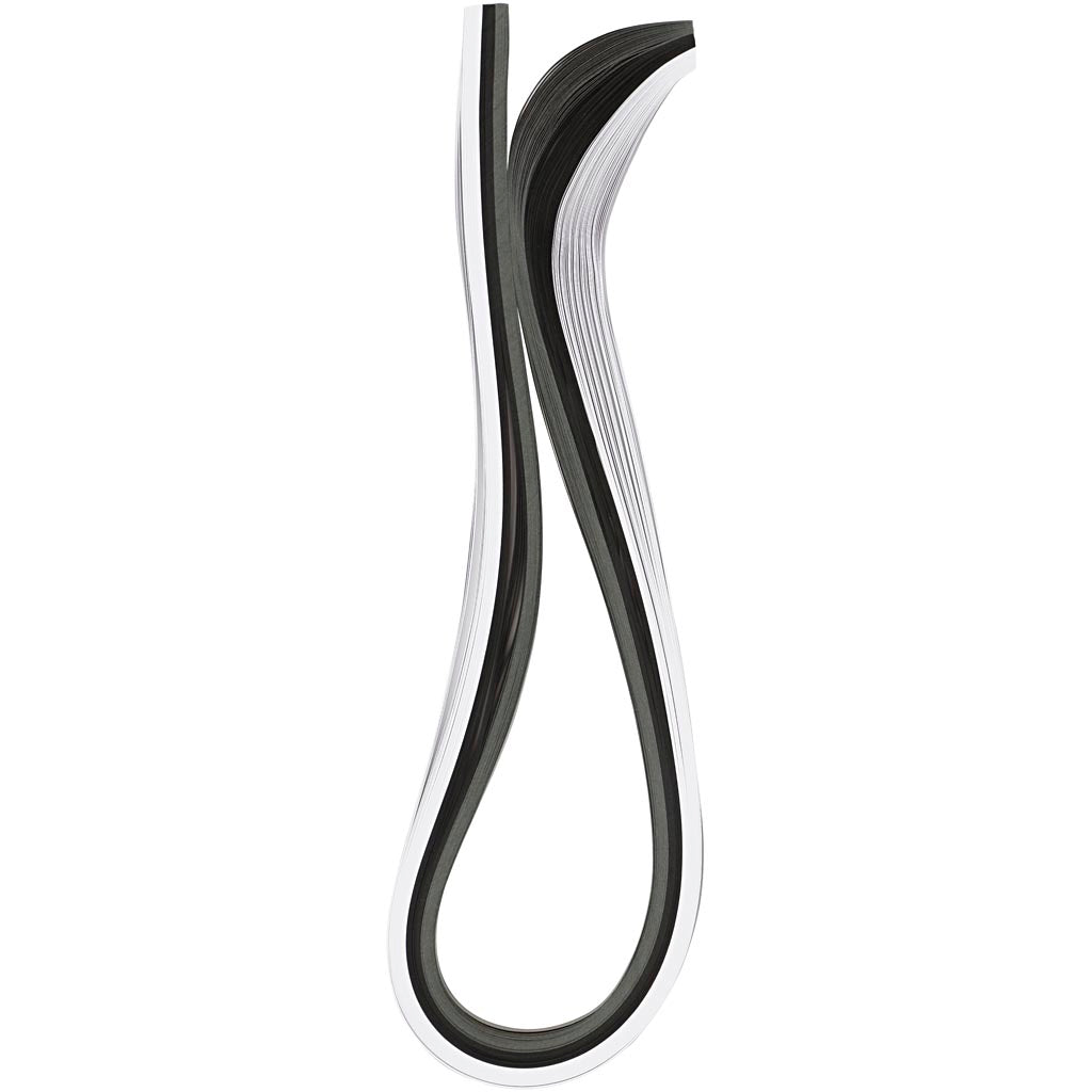 Strisce per quilling Creative Company, L: 78 cm, L: 5 mm, 120 g, nero, grigio, bianco, 100 pezzi 1 scatola