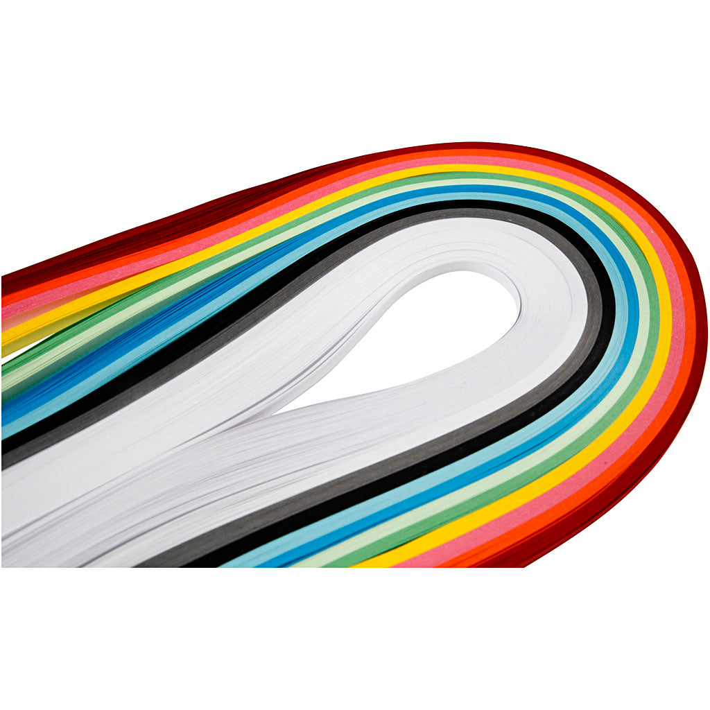 Creative Company Quilling Strips, L: 78 cm, B: 5 mm, 120 Gr, vari colori, 12x100 pezzo 1 scatola
