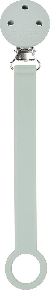 Nattou silicona - cadena para chupete con fijación universal - 21 cm - verde salvia claro