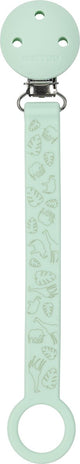 Nattou silicone - pacifier chain with universal attachment - 21 cm - mint green pattern