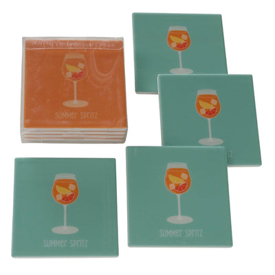 Boltze home onderzetter summer spritz 4-delig 10,3x10,3x0,6cm 2 assorti